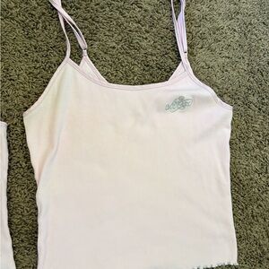 Victoria's Secret Light Pink Ribbed Camisole with Teal Embroidered Logo